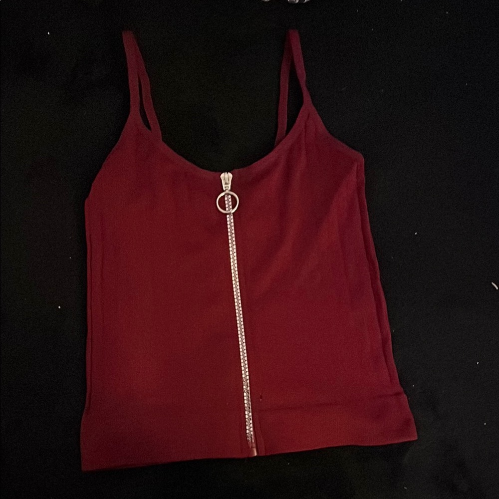 Red Camisole with Zipper Detail